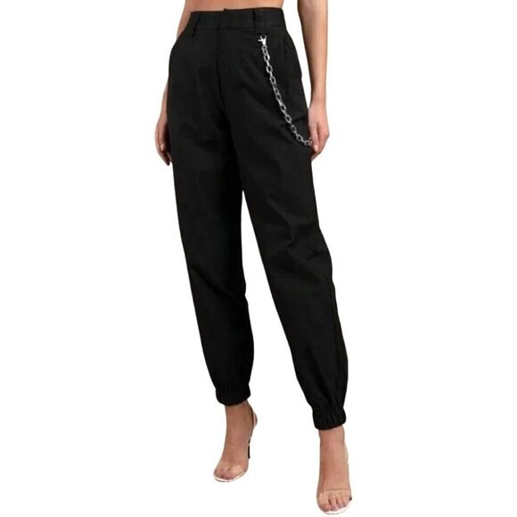 I AM GIA Pants Women XS Black‎ Elastic Waist Baggy Parachute Joggers Y2K Retro - Picture 1 of 9